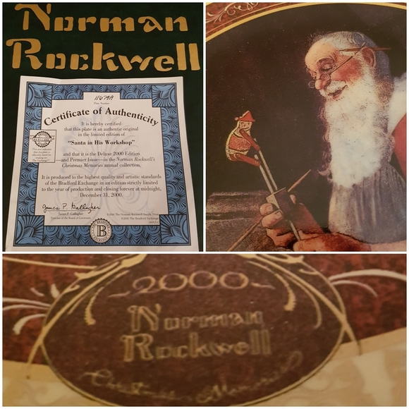 NORMAN ROCKWELL XMAS PLATE - Picture 2 of 10